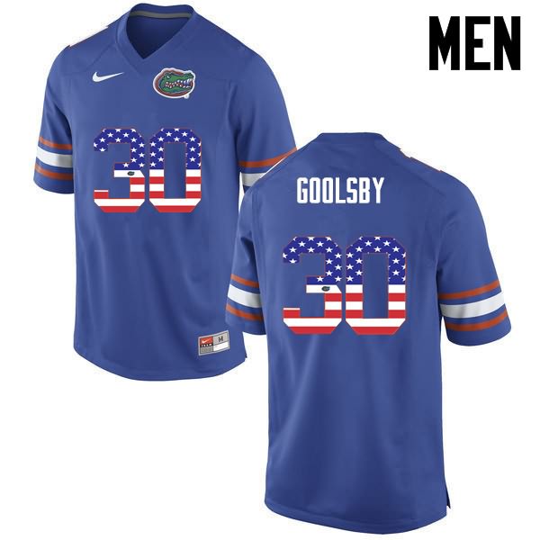 Men's NCAA Florida Gators DeAndre Goolsby #30 Stitched Authentic USA Flag Fashion Nike Blue College Football Jersey XBC1465CO